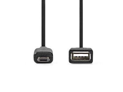 USB Adaptér | USB 2.0 | USB Micro-B Zástrčka | USB-A Zásuvka | 480 Mbps | 0.20 m | Kulatý | Poniklované | PVC | Černá | Box