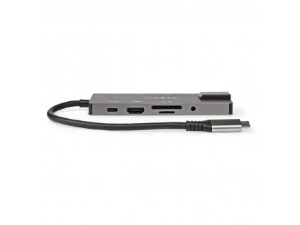 USB Adaptér | USB 3.2 Gen 1 | USB-C™ Zásuvka | RJ45 Zásuvka / SD / Výstup HDMI™ / 2x USB-C™ / 3,5 mm Zásuvka / 3x USB-A Zásuvka | 5 Gbps | 0.20 m | Kulatý | Pozlacené | PVC | Antracit | Box