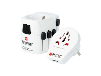 Výkonný 3pólový adaptér pro cestování po světě pro cestovatele z celého světa s USB portem