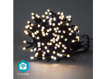 Nedis SmartLife chytrý vánoční řetěz, 100 LED, 10 m, venkovní IP65, teplá bílá (WIFILX01W100)
