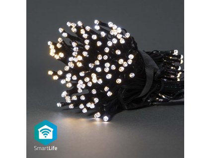 Nedis SmartLife chytrý vánoční řetěz, 200 LED, 20 m, venkovní IP65, teplá/studená bílá (WIFILX02W200)