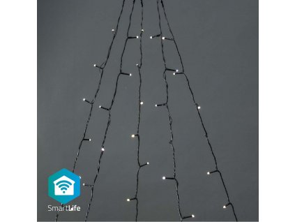 Nedis SmartLife chytrý vánoční řetěz stromek 5x4 m, 200 LED, venkovní IP65, teplá bílá (WIFILXT11W200)