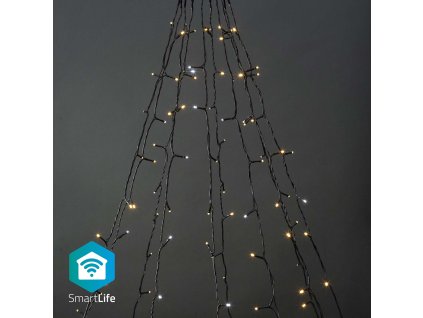 Nedis SmartLife chytrý vánoční řetěz stromek 10x2 m, 200 LED, venkovní IP65, teplá/studená bílá (WIFILXT02W200)