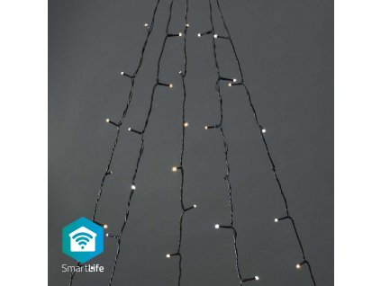 Nedis SmartLife chytrý vánoční řetěz stromek 5x4 m, 200 LED, venkovní IP65, teplá/studená bílá (WIFILXT12W200)