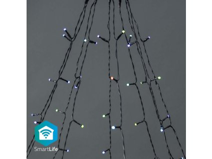 Nedis SmartLife chytrý vánoční řetěz stromek 10x2 m, 180 LED, venkovní IP65, barevný RGB (WIFILXT01C180)