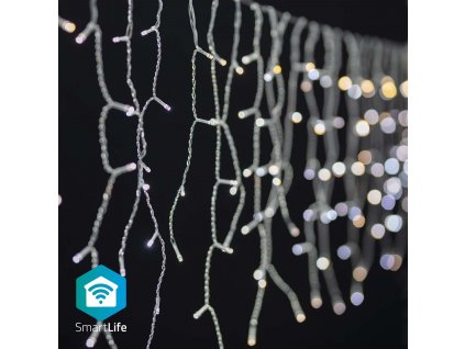 Nedis SmartLife chytrý vánoční řetěz rampouchy, 400 LED, 8 m, venkovní IP65, teplá/studená bílá (WIFILXC04W400)