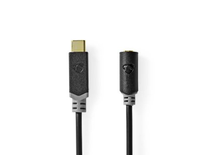 USB-C™ Adaptér | USB 2.0 | USB-C™ Zástrčka | 3,5 mm Zásuvka | 1.00 m | Kulatý | Pozlacené | PVC | Černá | Box