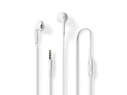 Nedis HPWD2021WT špuntová sluchátka do uší s mikrofonem, kabel 1.2 m, bílá