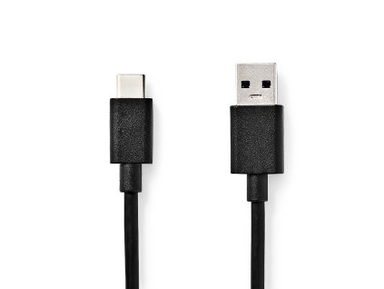 USB kabel | USB 3.2 Gen 1 | USB-A Zástrčka | USB-C™ Zástrčka | 5 Gbps | Poniklované | 1.00 m | Kulatý | PVC | Černá | Box