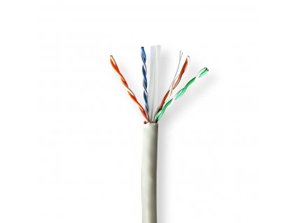 Nedis měděný nestíněný síťový kabel U/UTP Cat6 drát LSZH šedý, 100 m (CCBG8525GY100S)