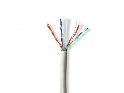 Nedis měděný nestíněný síťový kabel U/UTP Cat6 drát LSZH šedý, 305 m (CCBG8525GY305S)