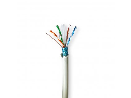 Nedis měděný stíněný síťový kabel F/UTP Cat6 drát LSZH šedý, 100 m (CCBG8526GY100S)