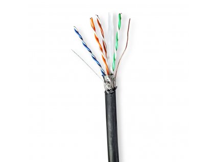Nedis měděný stíněný síťový kabel S/FTP Cat6 drát černý, 100 m (CCBG8598BK100S)
