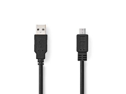 USB kabel | USB 2.0 | USB-A Zástrčka | USB Micro-B Zástrčka | 480 Mbps | Poniklované | 1.00 m | Kulatý | PVC | Černá | Box
