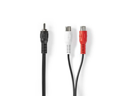 Kabel k Subwooferu | RCA Zástrčka | 2x RCA Zásuvka | Poniklované | 0.20 m | Kulatý | 5.0 x 2.5 mm | Černá | Blistr