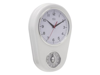 Analogové nástěnné hodiny 31 cm s kuchyňskou minutkou bílé, Balance 776924
