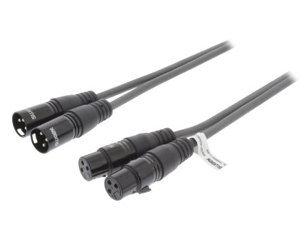 XLR stereo kabel 2x XLR 3pin zástrčka - 2x XLR 3pin zásuvka 0.50 m Sweex