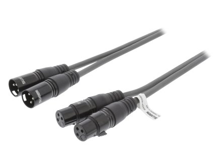 XLR stereo kabel 2x XLR 3pin zástrčka - 2x XLR 3pin zásuvka 5.0 m Sweex