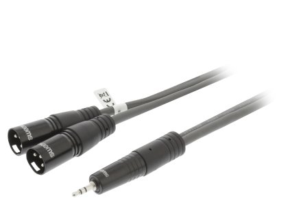 XLR stereo kabel 2x XLR 3pin zástrčka - 3.5mm zástrčka 1.5 m Sweex