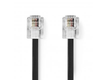 Nedis telefonní propojovací kabel zástrčka RJ11 - zástrčka RJ11, 2 m, černá (TCGL90200BK20)