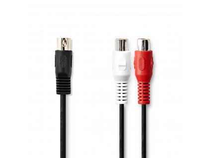 Nedis kabel zástrčka DIN 5p -zásuvka 2 x cinch, 0.2 m (CAGL20250BK02)