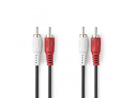 Nedis kabel zástrčka 2 x cinch - zástrčka 2 x cinch, 1 m (CAGL24200BK10)