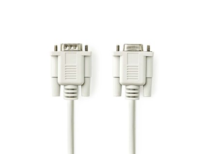 Nedis sériový kabel zástrčka D-Sub 9-pin - zásuvka D-Sub 9-pin, 2 m, slonovinová (CCGL52010IV20)