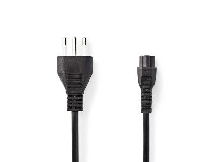 Nedis napájecí kabel zástrčka typ L (Itálie) - IEC320-C5 mickey mouse černá, 2 m (CEGL11320BK20)