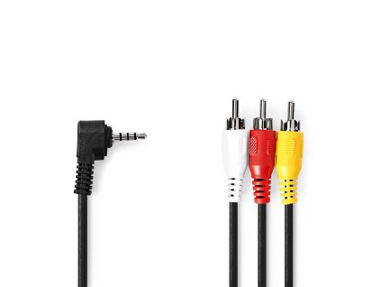 Audio Video Kabel | 3,5 mm Zástrčka | 3x RCA Zástrčka | Poniklované | 1.00 m | Kulatý | PVC | Černá