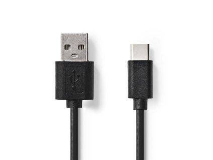 USB kabel | USB 2.0 | USB-A Zástrčka | USB-C™ Zástrčka | 2.5 W | 480 Mbps | Poniklované | 1.00 m | Kulatý | PVC | Černá | Label