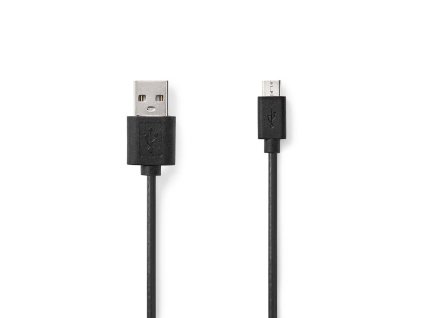 USB kabel | USB 2.0 | USB-A Zástrčka | USB Micro-B Zástrčka | 480 Mbps | 7.5 W | Poniklované | 1.00 m | Kulatý | PVC | Černá | Štítek