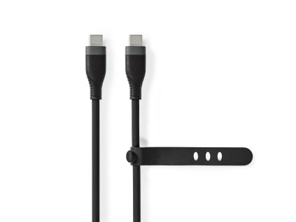 USB kabel | USB 2.0 | USB-C™ Zástrčka | USB-C™ Zástrčka | 60 W | 480 Mbps | Poniklované | 1.50 m | Kulatý | Silikonový | Černá | Box