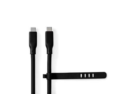 USB kabel | USB 3.2 Gen 2 | USB-C™ Zástrčka | USB-C™ Zástrčka | 240 W | 8K@30Hz | 20 Gbps | Poniklované | 1.00 m | Kulatý | Silikonový | Černá | Box