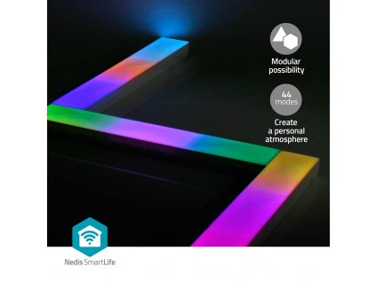Nedis SmartLife modulární dekorativní LED panel, Wi-Fi, LED RGBIC / teplá bílá, 6ks (WIFILW06RGB)