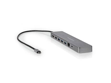 USB Multiport Adaptér | USB 3.2 Gen 1 | USB-C™ Zástrčka | Micro SD / RJ45 Zásuvka / SD / 2x HDMI™ / 2x USB-C™ / 3x USB-A Zásuvka | 0.40 m | Kulatý | Pozlacené | TPE | Antracit | Box
