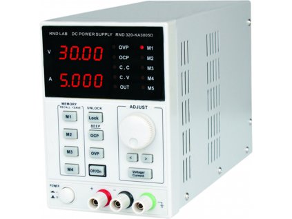Laboratorní napájecí zdroj, 4 pam.,1 kanál, 0÷30 VDC, 0÷5 A, RND320-KA3005D
