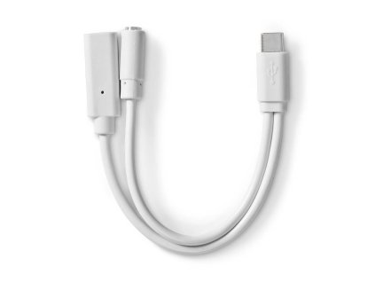 USB-C™ Adaptér | USB 2.0 | USB-C™ Zástrčka | USB-C™ Zásuvka / 3,5 mm Zásuvka | 0.10 m | Kulatý | Poniklované | PVC | Bílá | Box