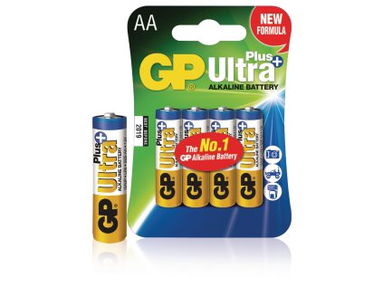 Alkalická baterie GP Ultra+ AA 1.5 V, 4ks, GP-ALK-AA-01