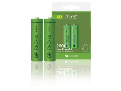 Nabíjecí baterie GP ReCyko+ NiMH AA 1.2V 2600mAh - 2ks, GP-NIMH-AA-02