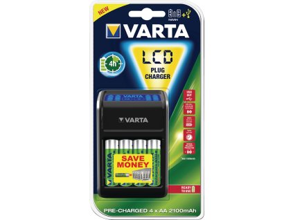 Nabíječka NiMH baterií + 4x AA/HR6 2100 mAh VARTA Power LCD Plug Charger