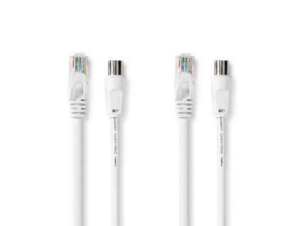 Nedis kombinovaný anténní a CAT6 datový kabel, Coax a RJ45 konektory, 3m, bílá (CSGL4500WT30)