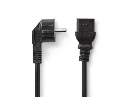Napájecí kabel | Typ F Zástrčka | IEC-320-C19 | Úhlový | Přímý | Poniklované | 2.00 m | Kulatý | PVC | Černá | Box