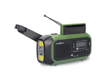 Nedis RDDBCR2000GN venkovní nouzový radiopřijímač, DAB+, FM, USB, solární, dynamo s klikou, černé/zelené