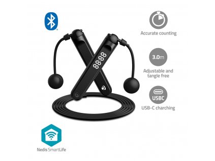 Nedis SmartLife švihadlo, Bluetooth, Dual Hall sensor, LED Displej, 3 m (BTHJR10BK)