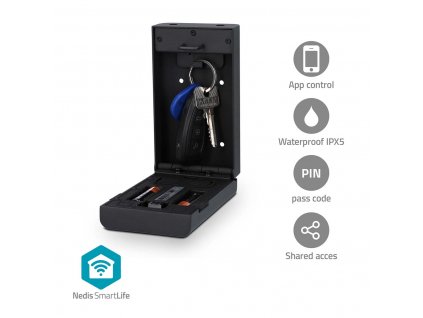 Nedis SmartLife Bluetooth bezpečnostní schránka na klíče, venkovní IPX5, černá (BTHKB10BK)