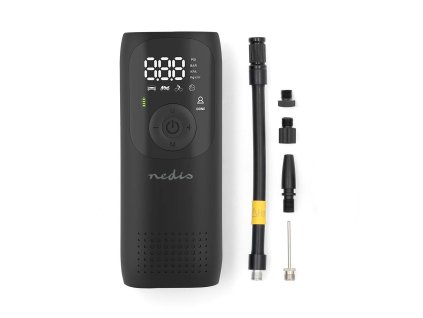 Nedis PAAC10BK dobíjecí vzduchový kompresor, 0.1 - 150 psi, tlakoměr, svítilna, Li-ion 4000 mAh