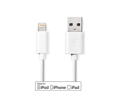 Lightning Kabel | USB 2.0 | Apple Lightning 8pinový | USB-A Zástrčka | 480 Mbps | Poniklované | 3.00 m | Kulatý | PVC | Bílá | Label