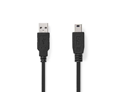 USB kabel | USB 2.0 | USB-A Zástrčka | USB Mini-B 5 pinů Zástrčka | 480 Mbps | Poniklované | 3.00 m | Kulatý | PVC | Černá | Label