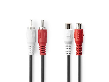 Nedis prodlužovací stereo audio kabel zástrčka 2x CINCH - zásuvka 2x CINCH, 10 m (CAGL24205BK100)