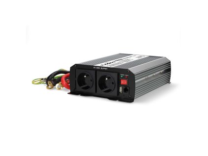 Nedis PIM100012EGY měnič napětí 12 V na 230 V, 1000 W, 1x USB výstup, 2 CZ zásuvky
